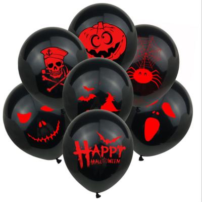 China Party Favor Toy Gift Toy BLN 12inch Halloween Round Halloween Black Air Shape Latex Balloons Inflatable Color Balloons For Party Decoration for sale