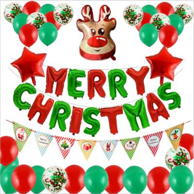 China Festival Decoration BLN Merry Christmas Foil Banner Latex Christmas Reindeer Shape Balloons Set Christmas Helium Balloons For Decoration for sale