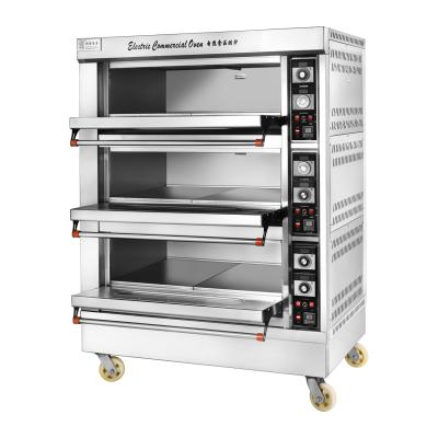 China Multifunctional Pizza Platform Bakery Machine Commercial Industrial Bakery Electric And Electric Bread 3 Platform 6 Trays Baking Oven for sale