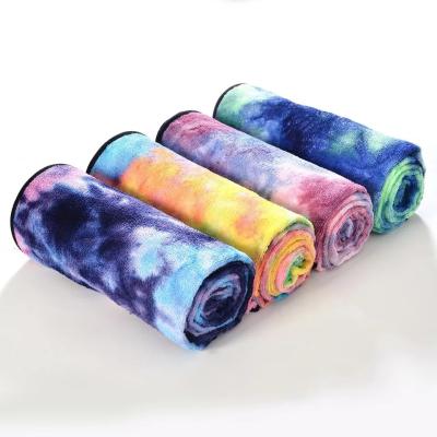 China Tie-dyed Yoga Blankets Pilates Yoga Blankets Gymnastics Mat Absorb Sweat Yoga Towel Portable Non-slip Fitness Towel for sale