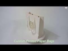 colored custom printed recycled paper gift bags with satin ribbon handles supplier