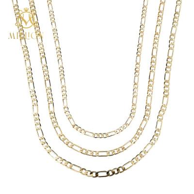 China Casual/Sporty Cuban Chain LT130 Cut Solid Gold Mm 4 Mm 5 Mm 6 Mm 7 Mm 18k Custom 3 Figaro Chain Link Necklace for sale