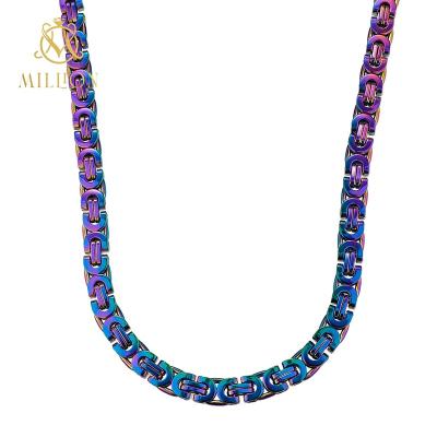 China Hiphop LT146 18k Gold Plated Colorful Miami Stainless Steel Gold Rough Collar Necklace for sale