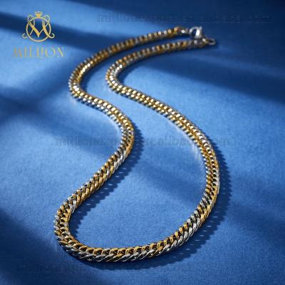 China Two-tonethickened Cuban Chain Necklace Twisted 18k Gold Plated Stainless Cuban Chain Laminado for sale