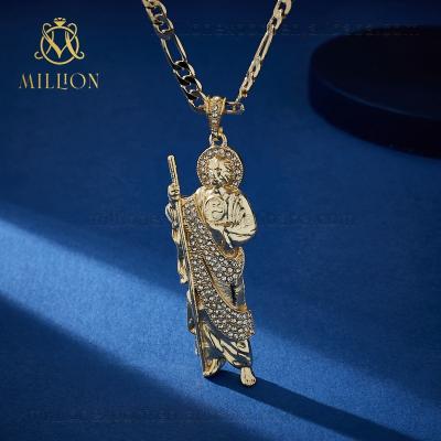 China RX168 18K Pure Copper Gold Plated Zircon Religious Religious Pendant Million St Jude Charms for sale