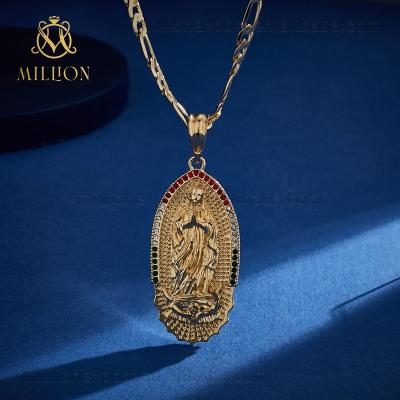 China Religious Religion Copper Metal Charms Lucky NVirgen De Guadalupe Virgin Mary Pendant Necklace for sale