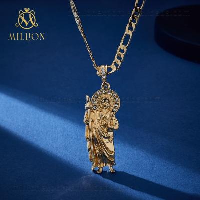 China RX169 18k Zircon Religious Good Luck St Jude Pendant Necklace Pop Religious Gold Plated Pendant for sale