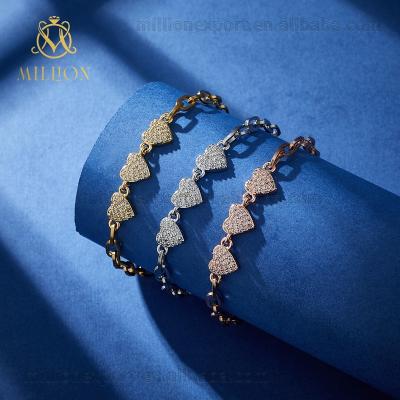 China SLW9889 FASHIONABLE Fashion Simple Solid Gold Rose Gold Silver Heart-Shaped Stainless Steel Bracelet For Women for sale