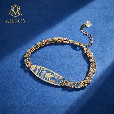 China 2022 New Design Love Letters And Religious Mom Bracelets Oro Laminado 18k Gold Plated Brass Bracelet Gift For Mom for sale