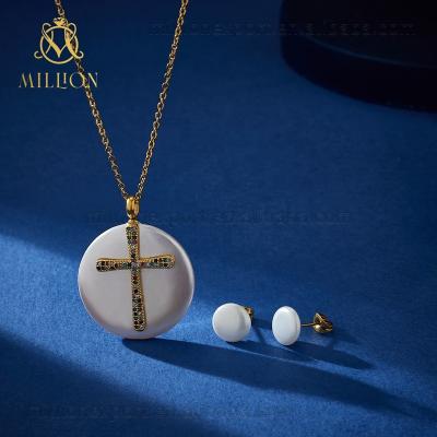 China Million Religious Jesus Cross Pendant Chain Necklace Jewelry Set Fashion Accessories Women Gift TZ131 for sale