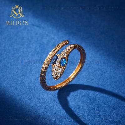 China 18k Gold Women's Ring JZW511-1Unique Design Ladies 14k Yellow Gold Copper Non-fading Adjustable Snake Head Ring for sale