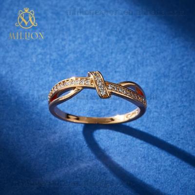 China Wholesale Rose Copper Plated Cross Love Lucky Heart Knot Ring Christmas Gift Love Lucky Heart Knot Ring JZW518 for sale