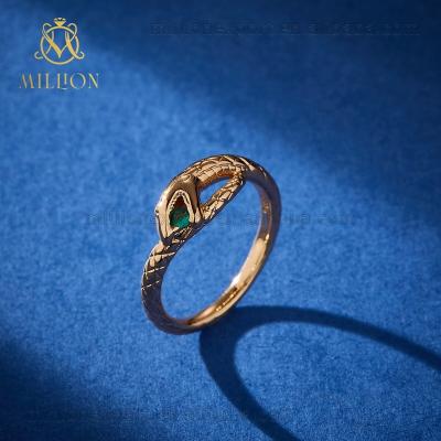 China Snake Head Ring Million JZW520 Ins Minimalist 14k Gold Plated Finger Rings For Girls Snake Ring for sale