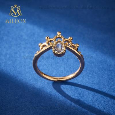 China Crown Zircon Ring JZW521Valentine's Day Gift 100 Tongues Crown Zircon Ring I Love You Copper Alloy for sale