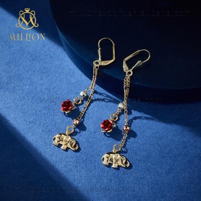 China FASHIONABLE Newest Earrings EHW3004 2022 Gold Plated Long Rose Flower Gold Elephant Earrings For Women for sale