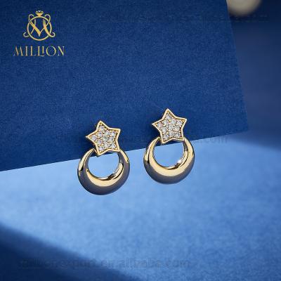 China Moon Diamond Hoop Drop Pendant Earrings Gold Plated Zircon Star Cute Fashion Gold Jewelry BW127 2022 for sale