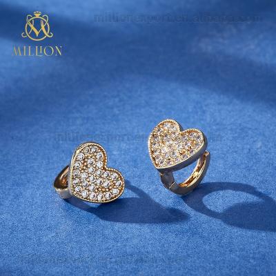 China Wholesale Exaggerated Geometric Heart Shape BW130 18K Plated Gold Jewelry Zircon Star Moon Diamond Designer Inspiration Heart Kids Earrings for sale