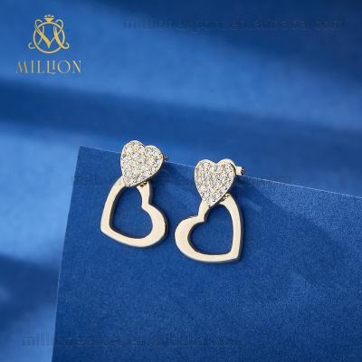 China Newest Heart Shape BW128 Fashion Charm Fashion Charm Exaggerated Geometric Jewelry 18KGold Plated Zircon Star Diamond Moon Earrings for sale