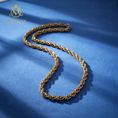 China LT122 18K Gold Chain 18K Gold Stainless Steel Cuban Chunky Twist Miami Chunky Necklace Solid Gold for sale