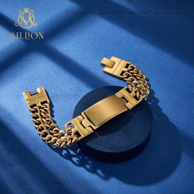 China Hot Selling Enchapado en 18k oro de pulsera de acero stainless steel punk jewelry Hiphop SLW9900 Hip Hop for sale