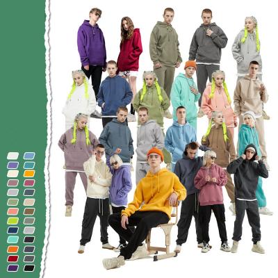 China Autumn Winter New 330g Custom Cotton Breathable Solid Color Hoodie Thickened Velvet 26 Color Unisex Oversized Hoodie for sale