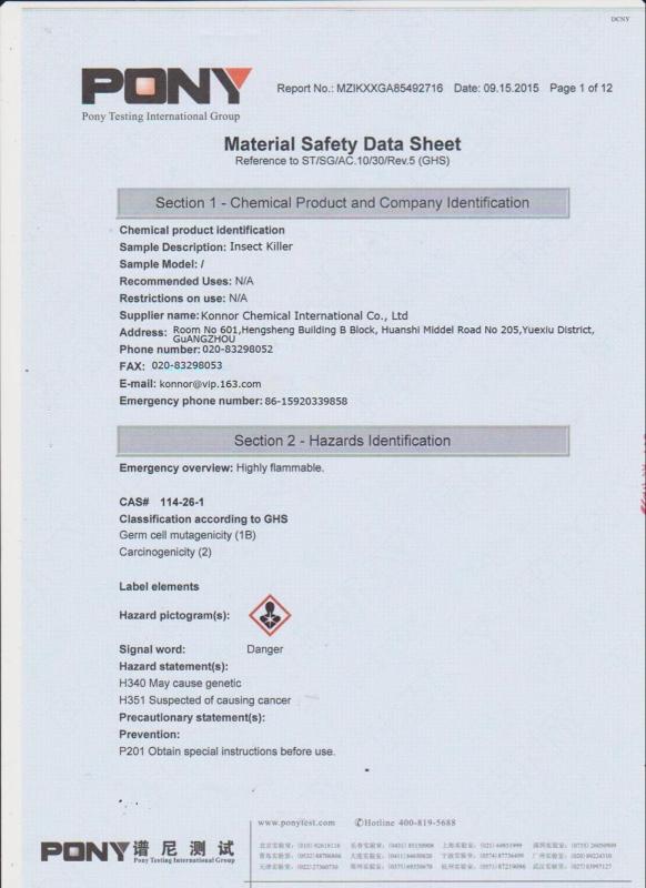 MSDS - Guangzhou Konnor Daily Necessities Co., Ltd.