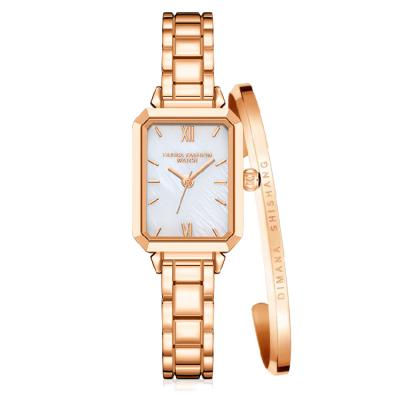 China Other fashion 2022 2 piece quartz watch set silver gold green bracelet ladies birthday wedding anniversary gift for sale