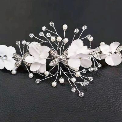 China Korean ALLOY Girl Bride Wedding Modeling, Fabric Flower Alloy Diamond Inlaid Butterfly Headband Hair Accessories for sale