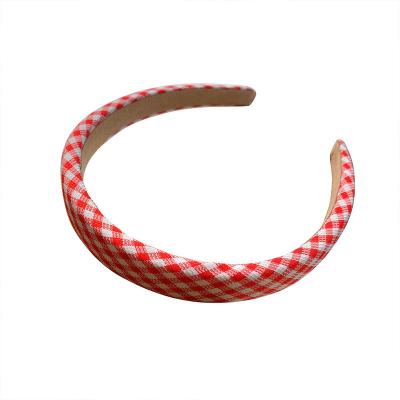 China Korea style new plaid headband women wash face with wide sides and tops skull headband hair accessories come out retro all-match headdress for sale