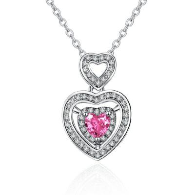 China 2022 TRENDY Korean Wedding Birthday Sterling Silver Necklace Heart Shaped Diamond Pendant Necklace Ladies Student Necklace Jewelry for sale