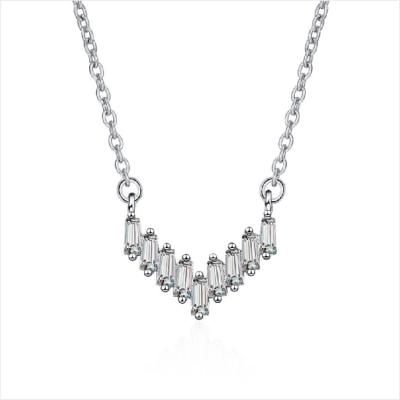 China 2022 Fashion Trendy Necklace Jewelry U Shaped Diamond Silver Necklace Women Wedding Gift Birthday for sale