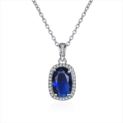 China TRENDY 2022 Fashion Jewelry Necklace Women Sapphire Square Diamond Necklace Ladies Wedding Gift Anniversary for sale