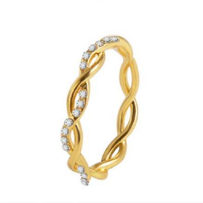 China 2022 Border Fashion Cute Simple Diamond Twist Ring Women Gold Silver Zinc Alloy Rings for sale