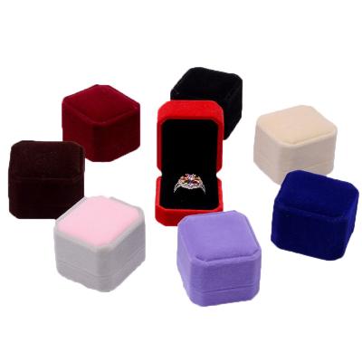 China Flocking small luxury soft romantic custom made velvet Engagement Ring Box Ring JEWELRY BOX JEWELRY BOX for sale