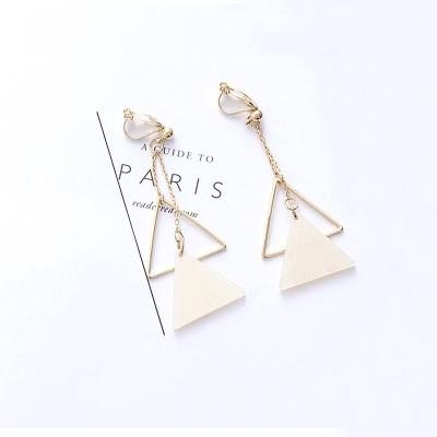 China Vintage Retro Women's Retro Double Resin Triangle Mori Series Non-pierced Female Earrings for sale