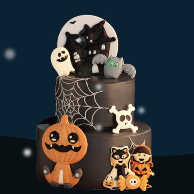 China Sustainable DIY Mold Innovation DIY Unique Candy Ghost Pumpkin Mold Cake Decorating Halloween Chocolate Food Grade Silicone Mold for sale