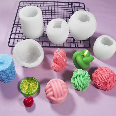 China Sustainable 3D Column Candle Molds Gossip Ball Candle Making Chocolate Mold Cake Decorating Candle Molds Home Decor Yarn Ball Mold for sale