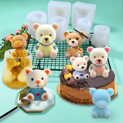 China Cute Viable 3D Ice Mold Bear Silicone Soap Mold and Candle Mold Silicone Ice Cube Tray Molds for Coffee Beverage and Juice for sale