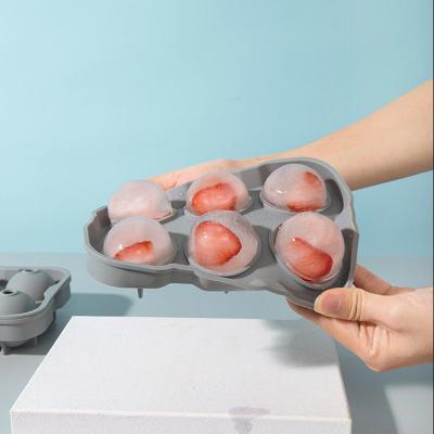 China Viable 6-Cavity Silicone Ice Ball Mold / Flexible Sphere Tray Reusable Ice Ball Maker for sale