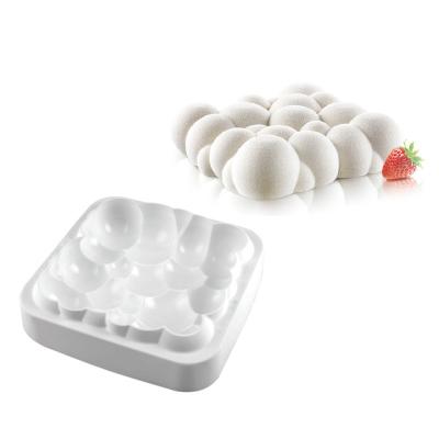 China Viable 6Cavity 3D Cloud Cake Mold Silicone Mousse Molds Square Bubble Molds For Baking for sale