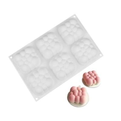 China Sustainable Silicone Mousse Molds 3D Cloud Cake Mold Square Bubble Molds For Baking 6 Cavities New for sale