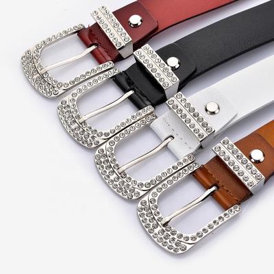 China Fashion Fresh New Style Custom Rhinestone Cowgirl Multiple PU Leather Jeans Waist Belts For Woman for sale