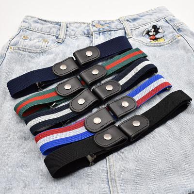 China Fashion No Buckle Casual Non-trace Elastic Jeans Belt Plain Vintage Belt Student Unisex Korean Style NO--Hole Canvas Belt for sale