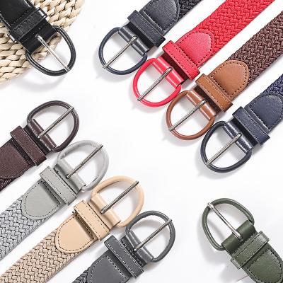 China All-match Korean Unisex High Quality Pin Buckle Style Canvas Belts Fashionable Casual Stretch Elastic Weaving Pin Buckle Strap for sale