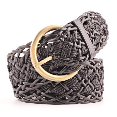 China Alloy Pin Classic Vintage Fine Leather Rope Woven Belt Fashion Leisure Dress Jeans Embellish Vintage Handwoven Ladies' Belts Wide Belts for sale