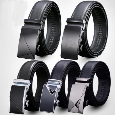 China New Brand All-match Alloy Buckle Business Automatic Casual Belt Men's Real Black Cowhide Genuine Leather Belt Luxury High Quality Buckle Automatically for sale