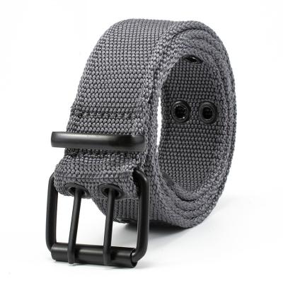 China Vintage Nylon Woven Simple Men's Vintage Nylon Woven Simple Men's Military Training Elastic Adjustable Tactical Outdoor Belt Double Pin Buckle Belt Double Pin Buckle Belt for sale