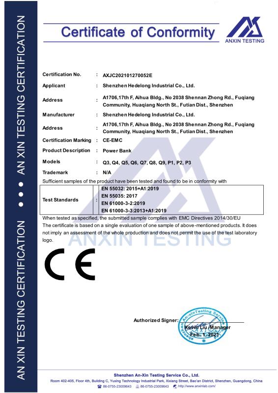 CE - Shenzhen Hedelong Industrial Co., Ltd.