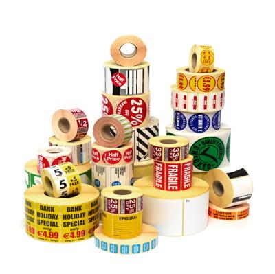 China Waterproof Custom Self Adhesive Glossy Paper Promotion Labels Printing Waterproof Roll Discount Labels for sale