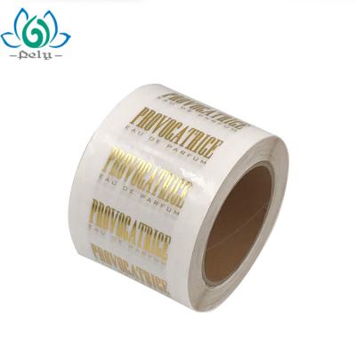 China Waterproof Custom Transparent PET Gold Foil Printing Label Roll for sale